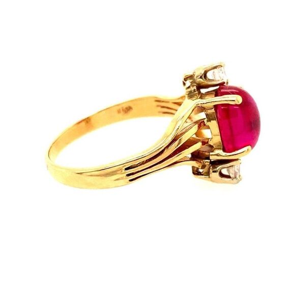 14k Cabuchon Ruby & Diamonds Ring - Picture 8 of 15